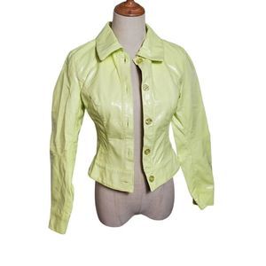 Urban Outfitters Lime Green Faux Leather Cropped Jacket